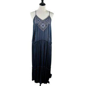 Muche et Muchette Maxi‎ Boho Dress Women One Size Blue Lace Racer Back Festival